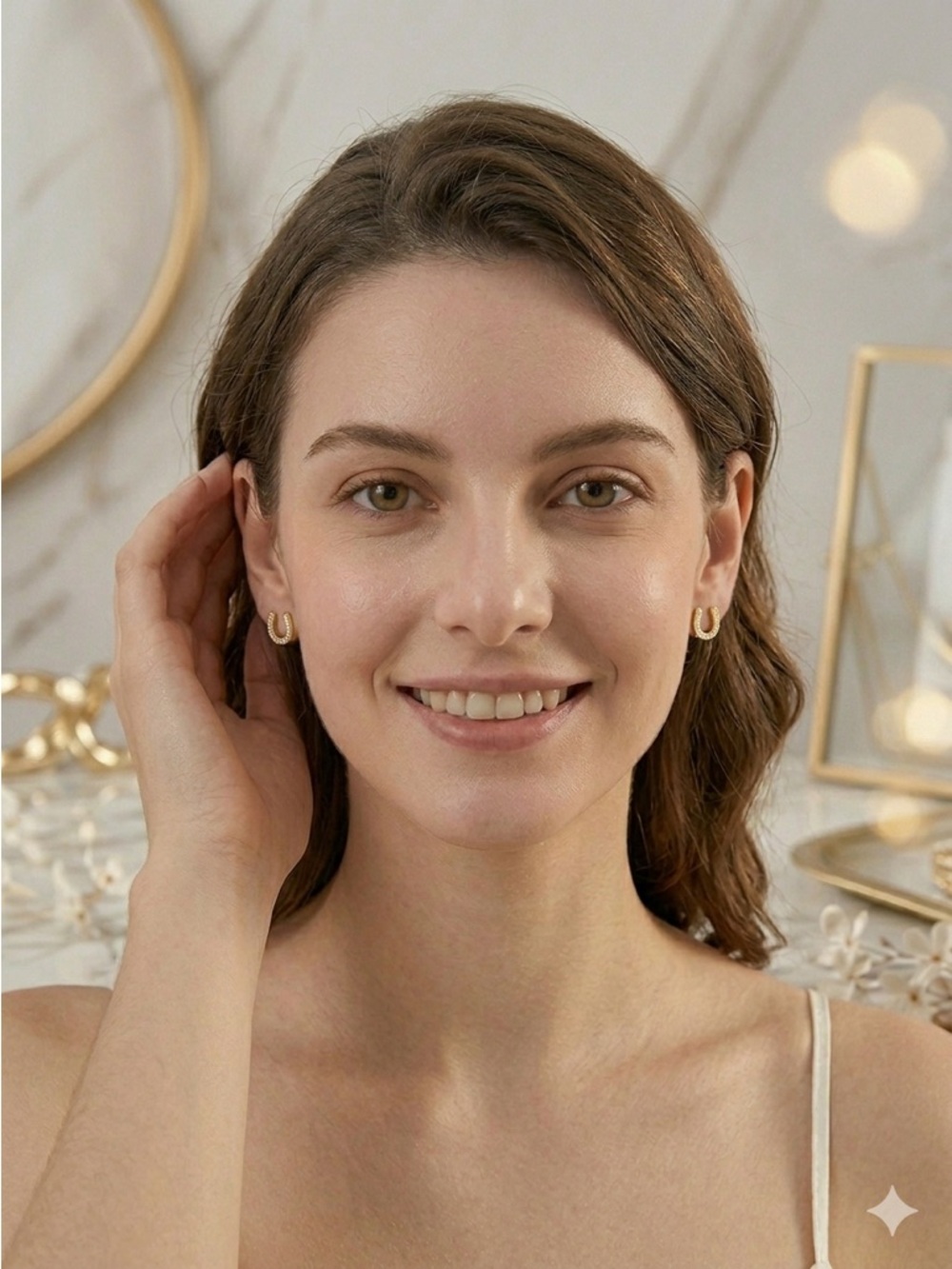 S925 Minimalist Moissanite Horseshoe Studs - Picture 5 of 5